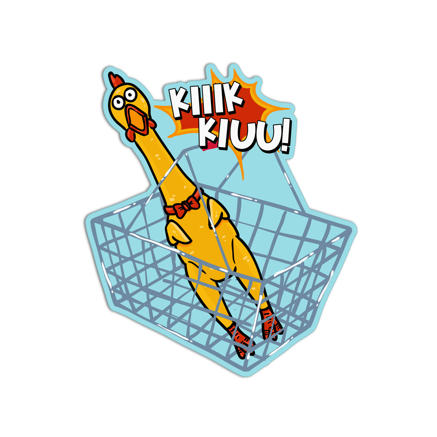 Screaming Chicken grocery shopping empty basket Sticker