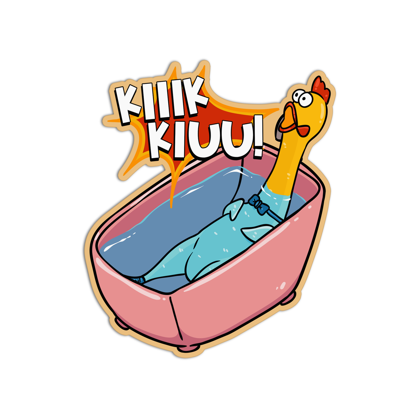 Screaming Chicken bath tub Sticker