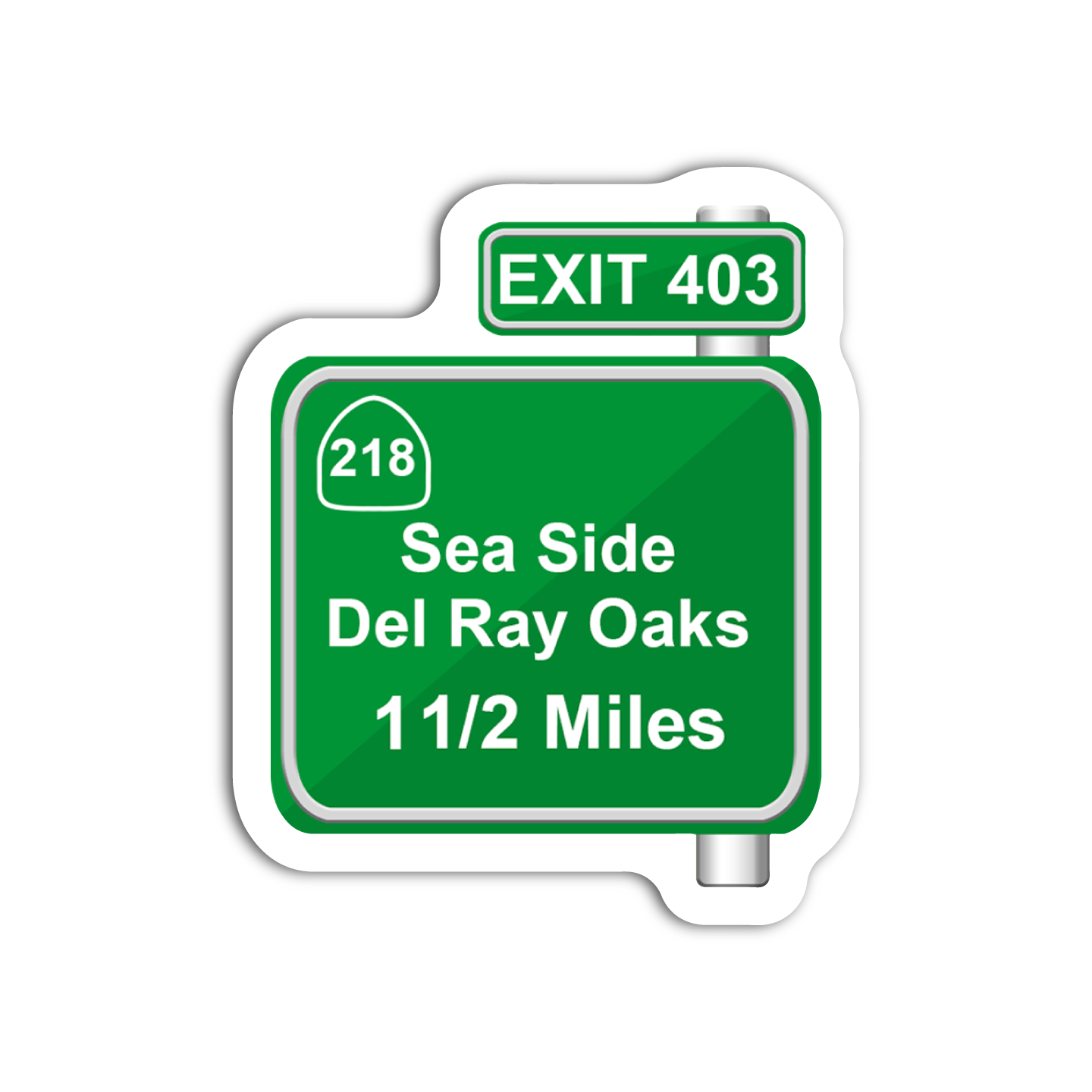 Sea Side Del Ray Freeway Sign Sticker