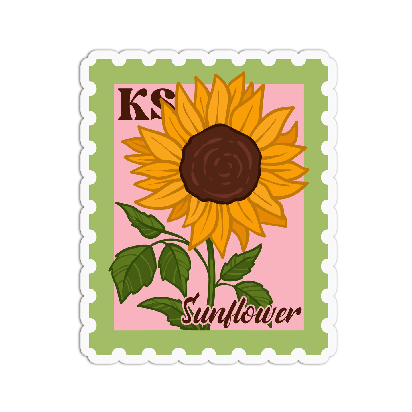 Kansas Sunflower State Flower Stamp Sticker