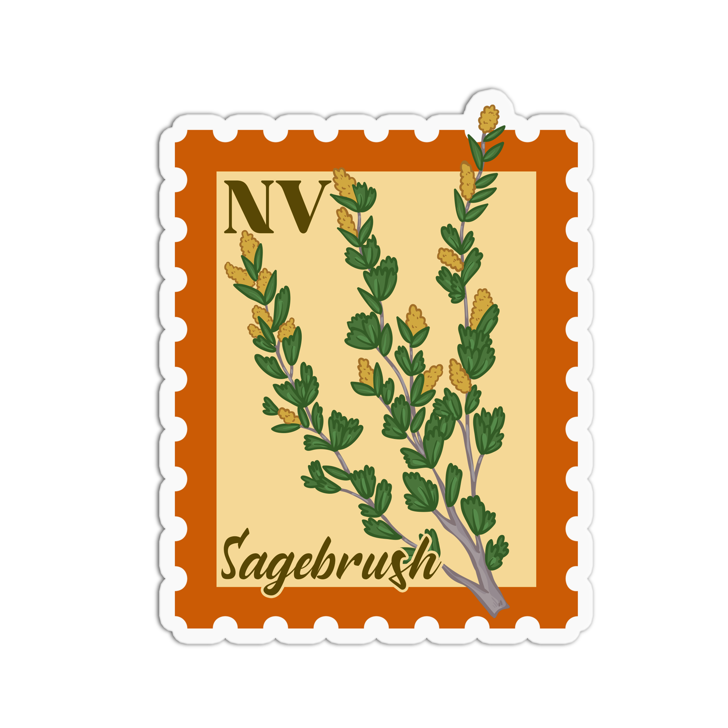 Nevada Sagebrush State Flower Stamp Sticker