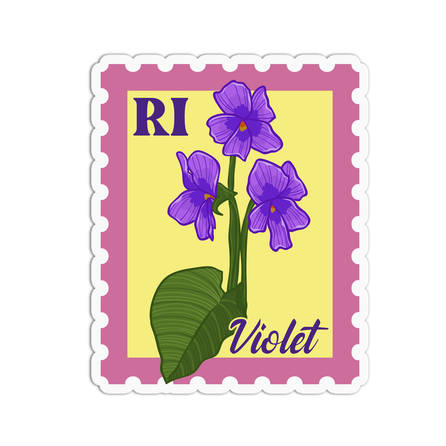 Rhode Island Violet State Flower Stamp Sticker