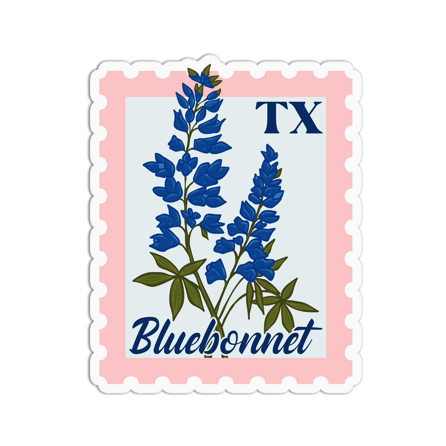 Texas Bluebonnet State Flower Stamp Sticker