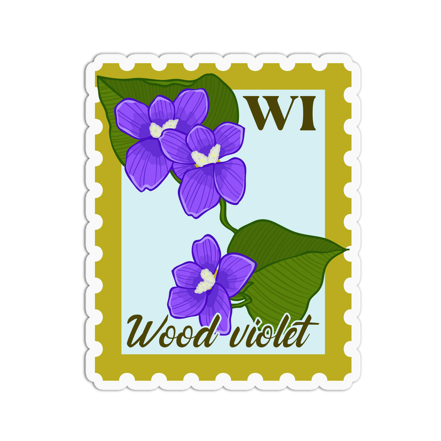 Wisconsin Wood Violet State Flower Stamp Sticker