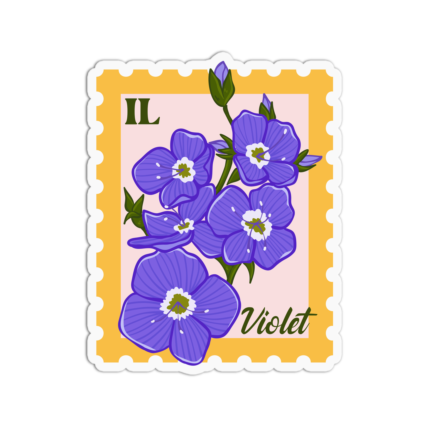 Illinois Violet State Flower Stamp Sticker