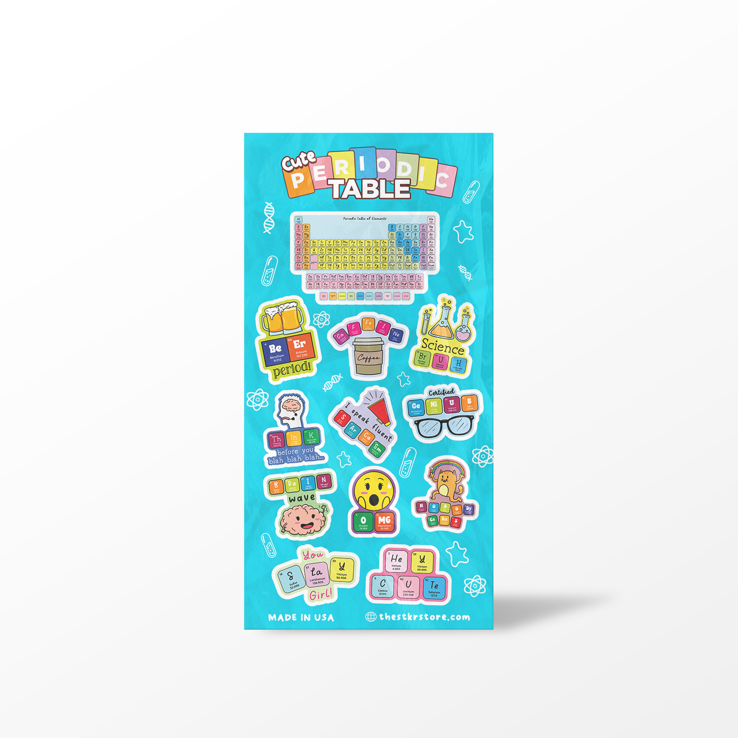 Cute Periodic Table Sticker Sheet