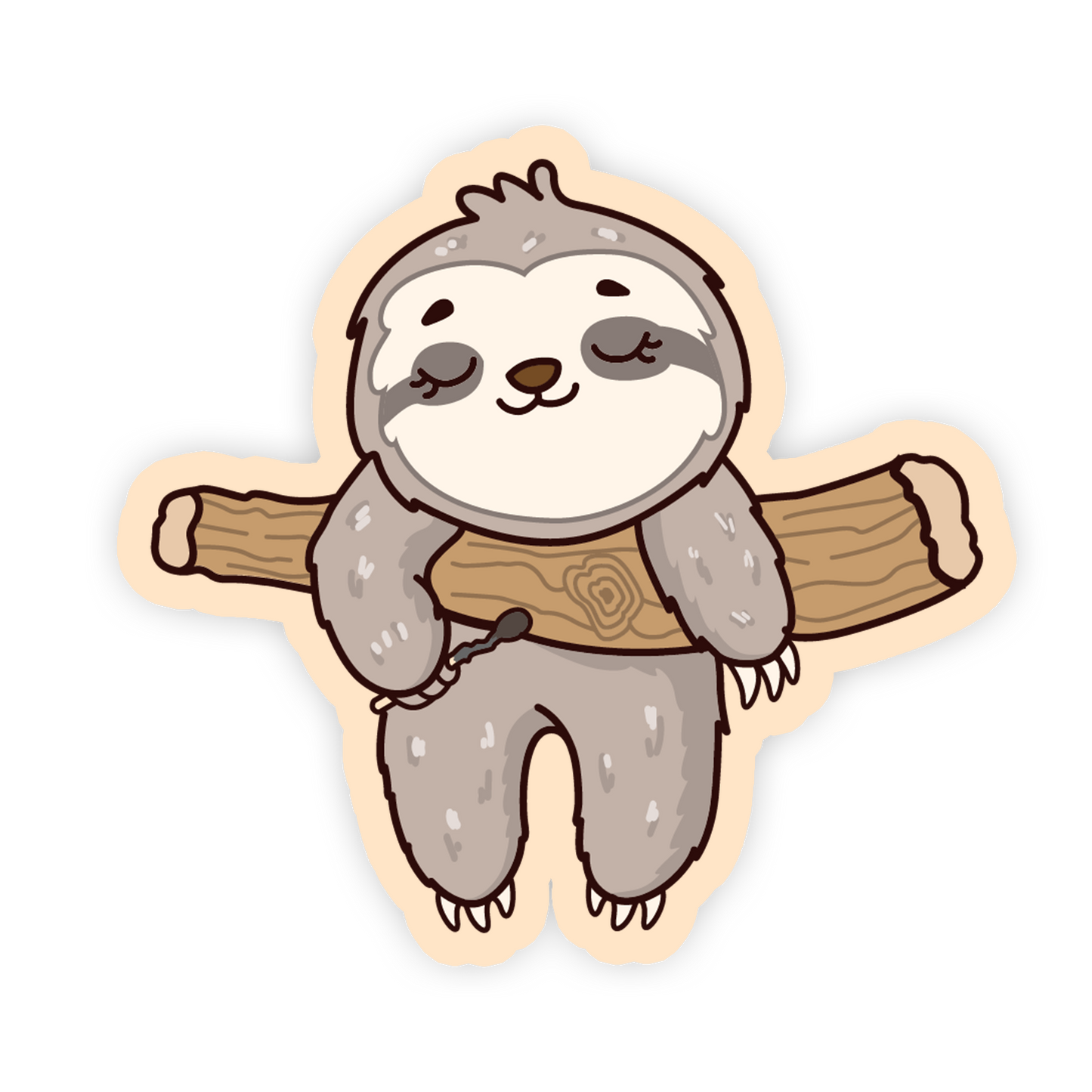 Cartoon sloth sticker with a neutral background