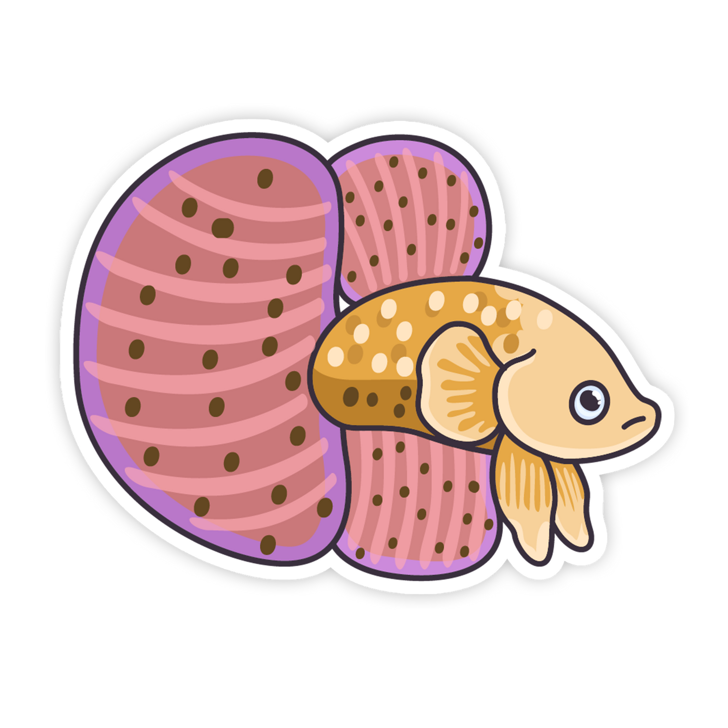 Sticker of a fish with polka dot pattern on a white background