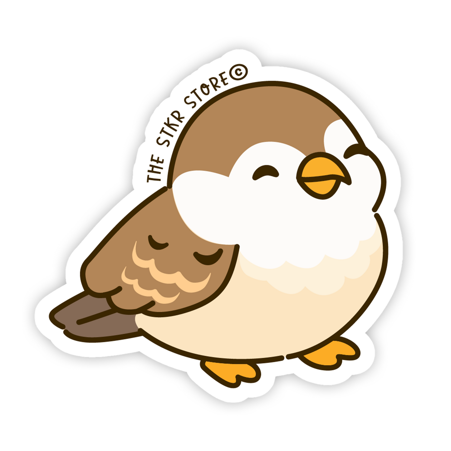 Happy Sparrow - Kawaii Birds Sticker - The Stkr Store