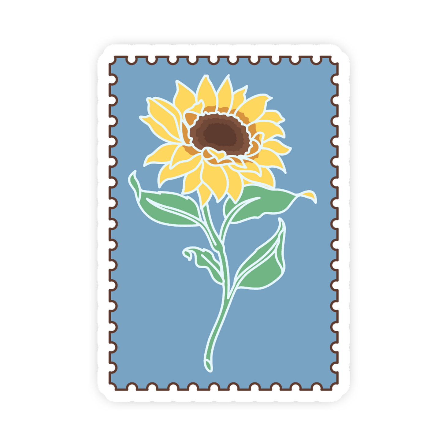 Minimalist Solo Stem Sunflower Stamp Sticker