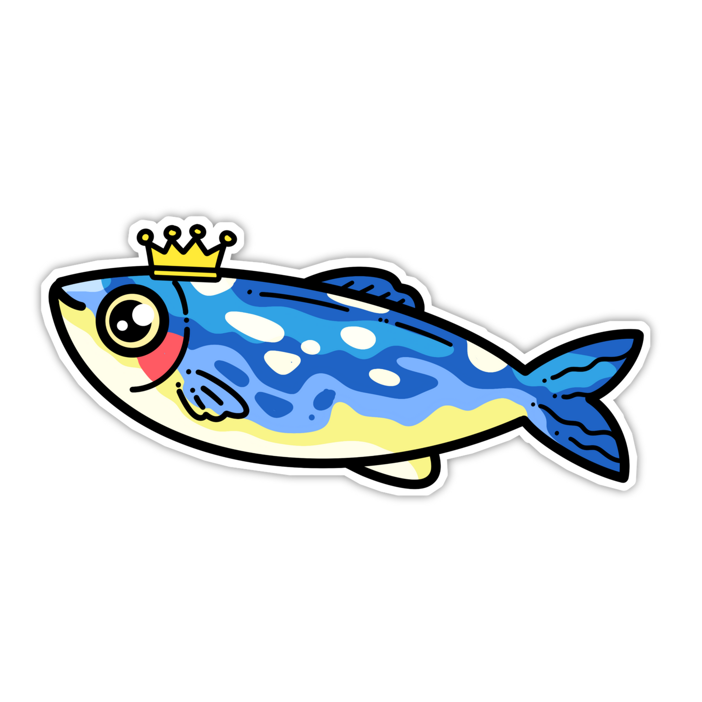 Colorful fish with a crown on a white background