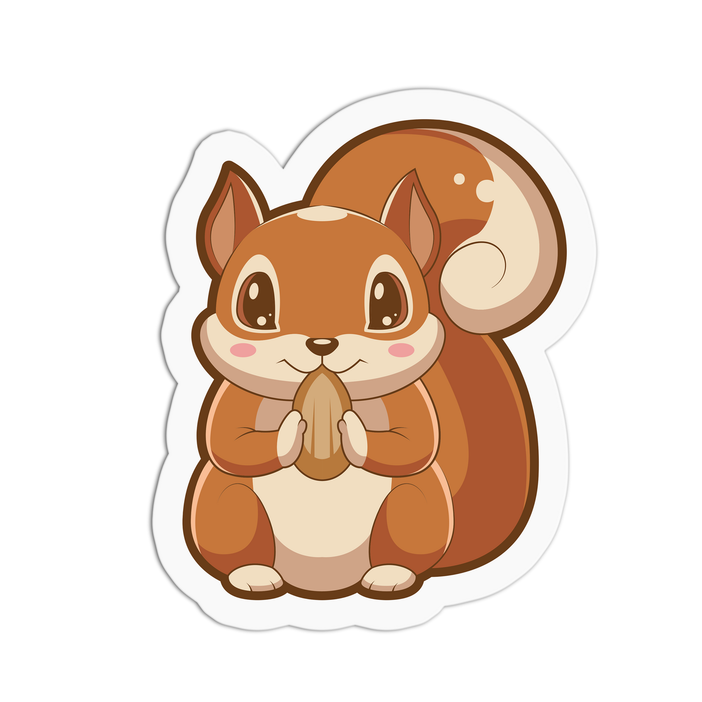 Holding Acorn Peacefully Cute Squirrel Sticker