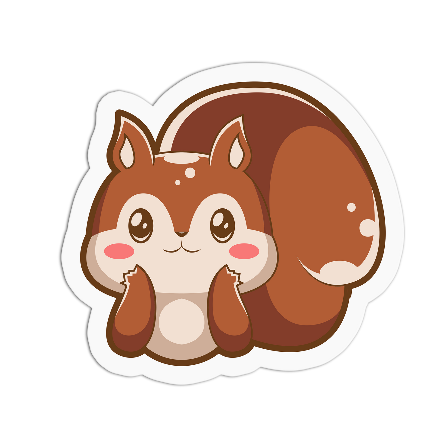 Sitting with Tail Visible Cute Squirrel Sticker