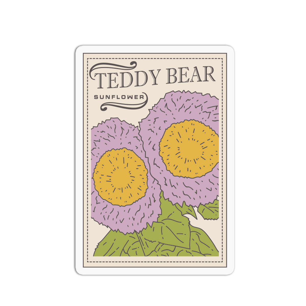 Teddy Bear Sunflower Packet Sticker