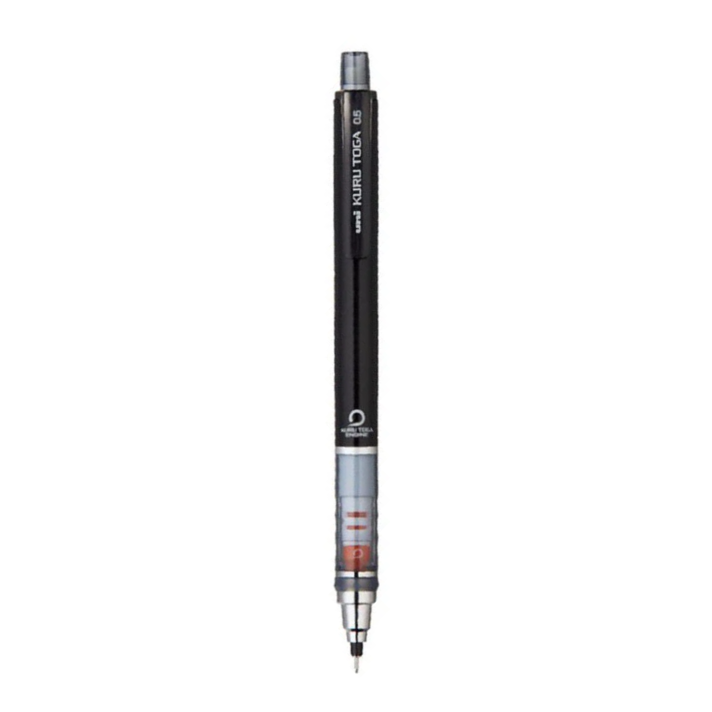 Black mechanical pencil on a white background