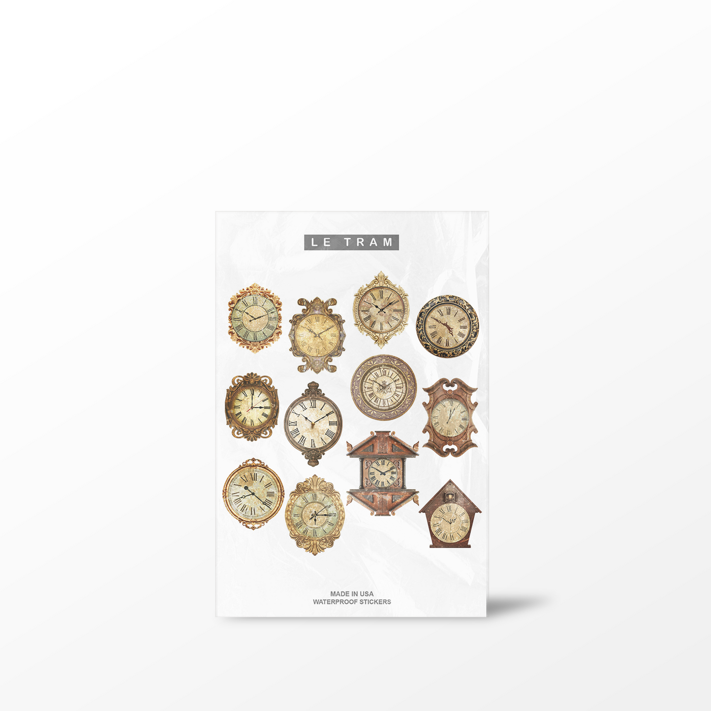 Le Tram Vintage Clocks - Clear Sticker Sheet
