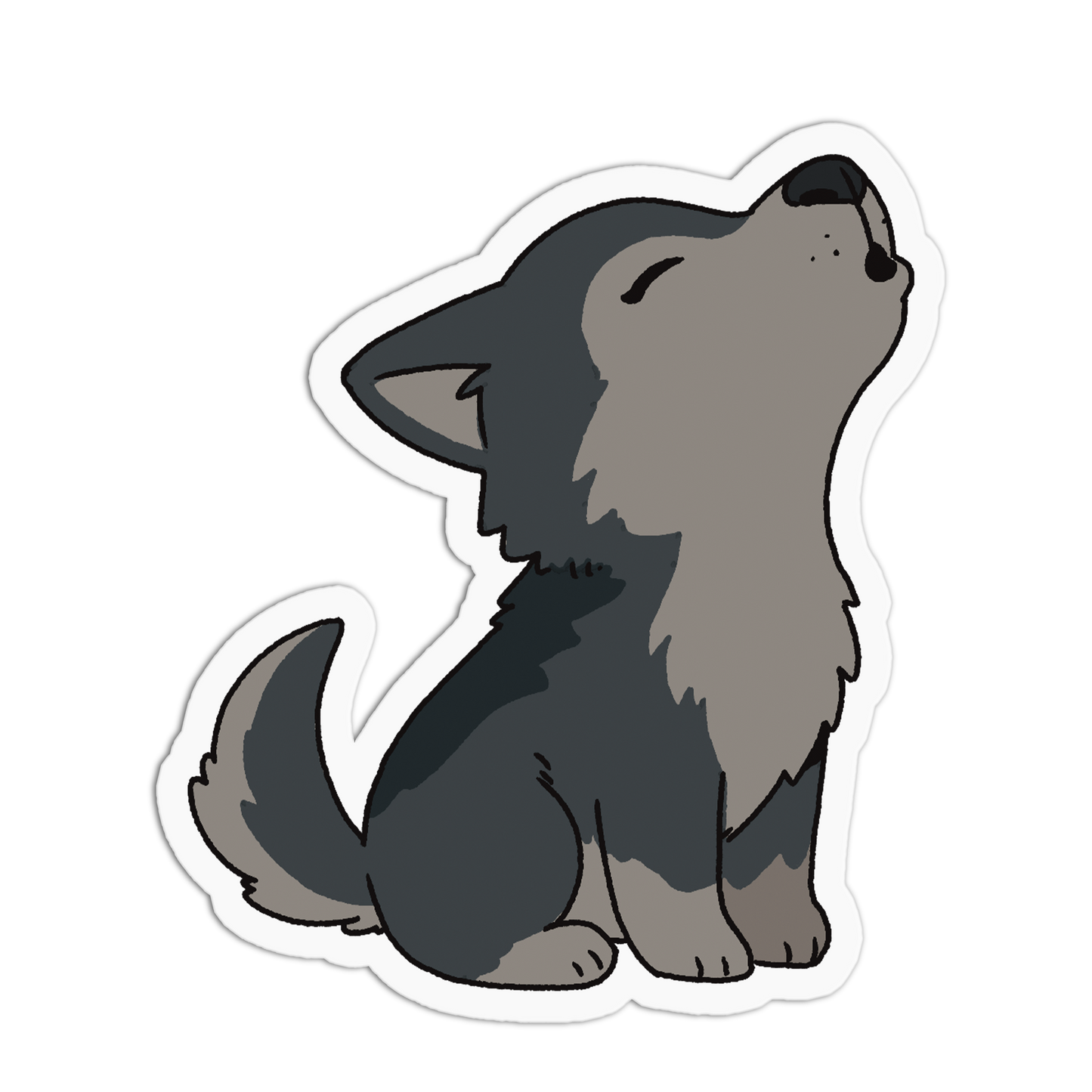 Illustration of a wolf howling on a white background