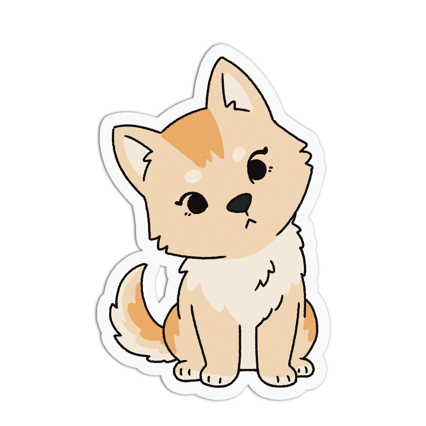 Curious Tan Wolf Pup Sticker