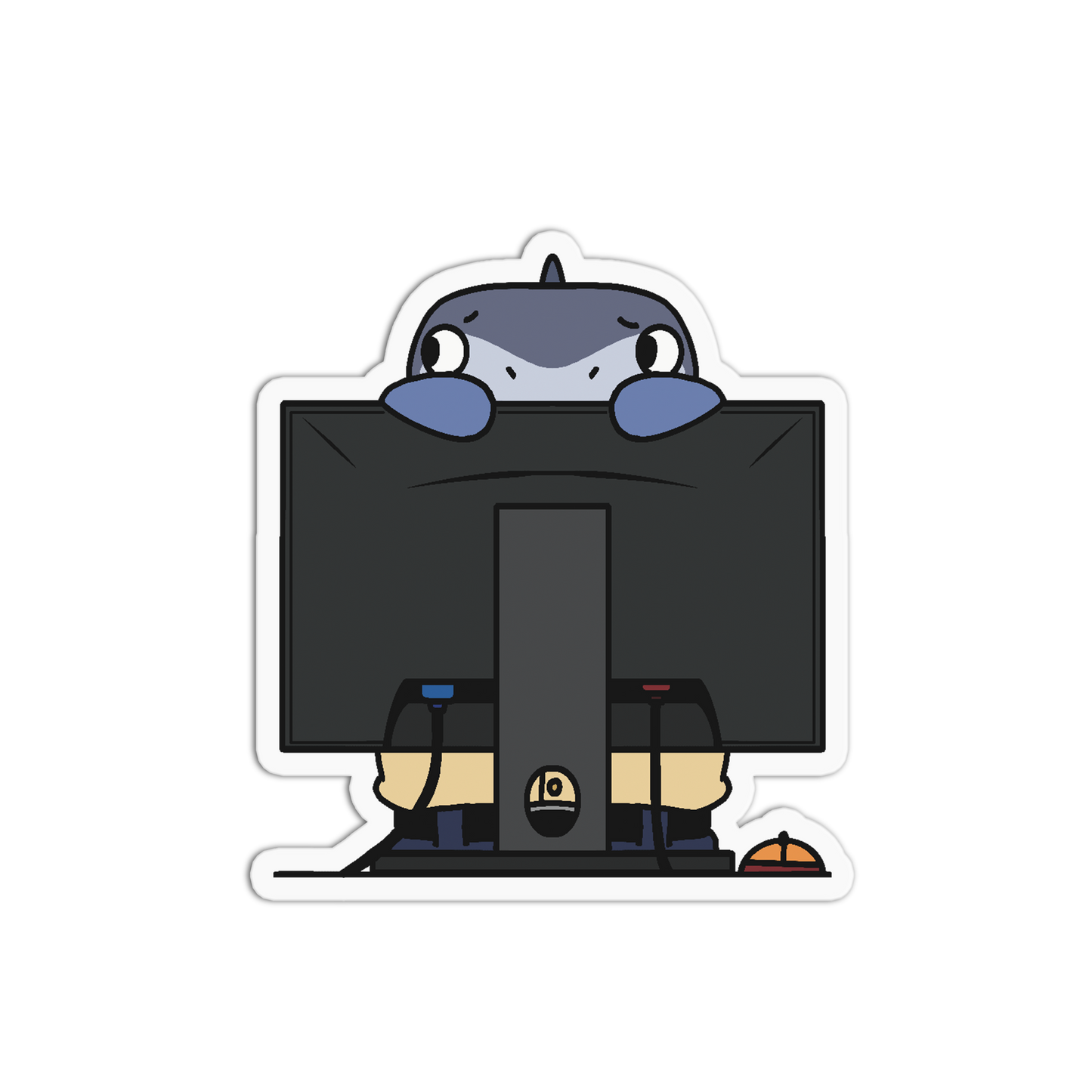 Hiding Peeking Working Shark Sticker