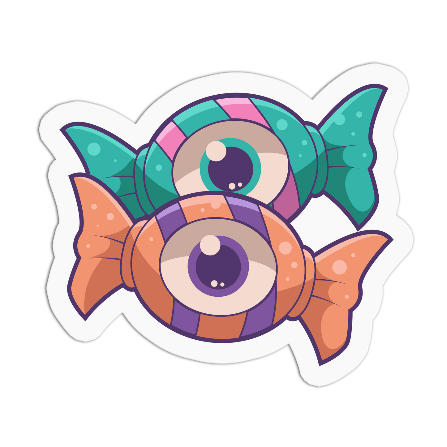 Wrapped Candy with Eyeballs Halloween Textured Stickers