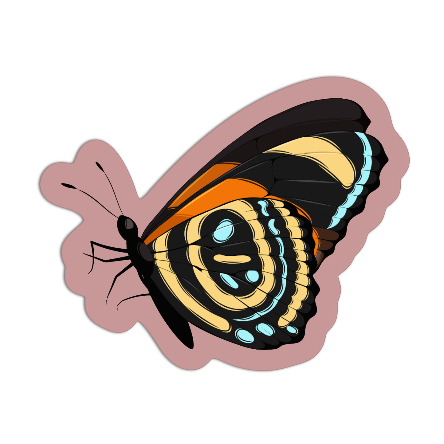 Yellow Butterfly with Blue Eyespots Sticker