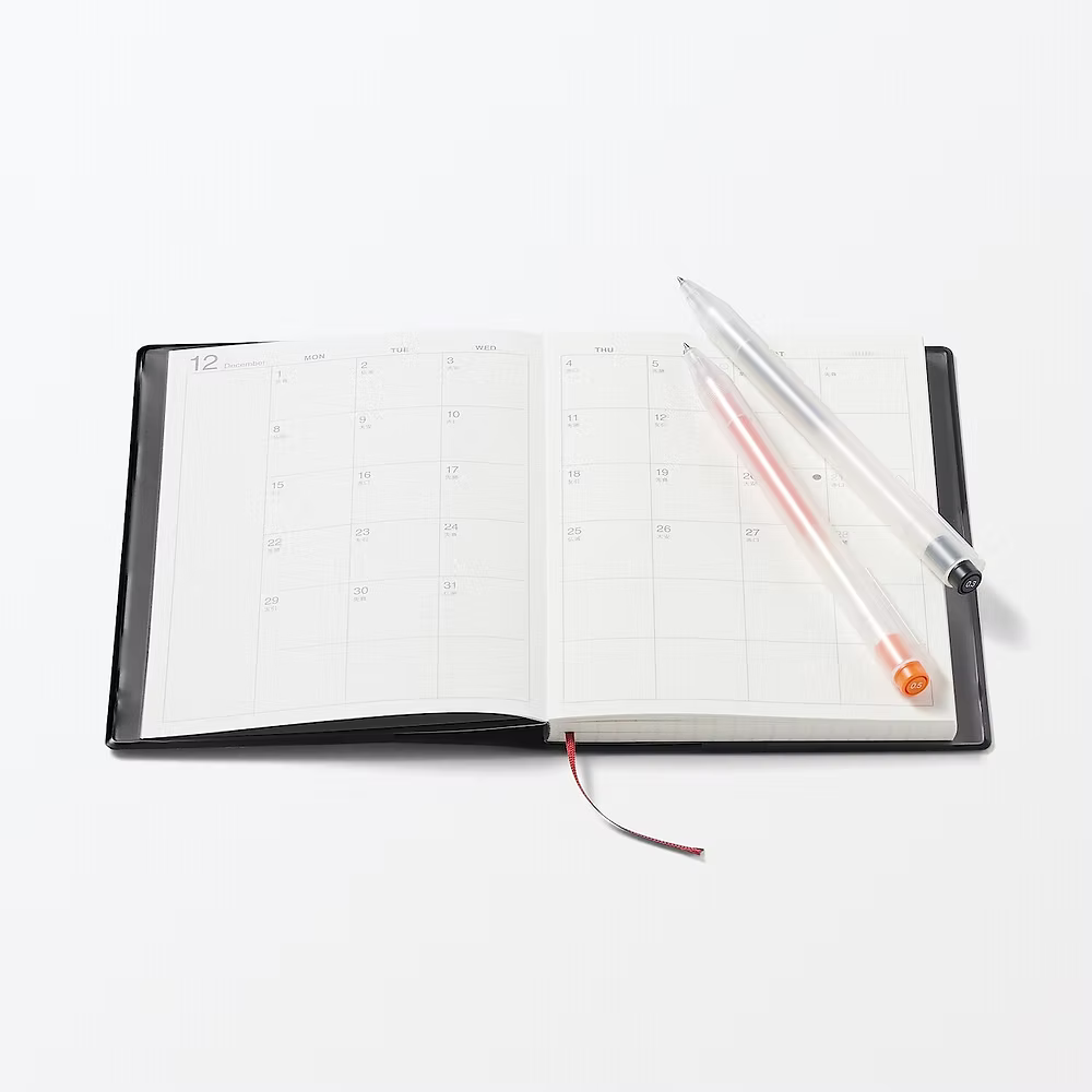 MUJI Dark Grey 2026 Monthly/Weekly Planner A6