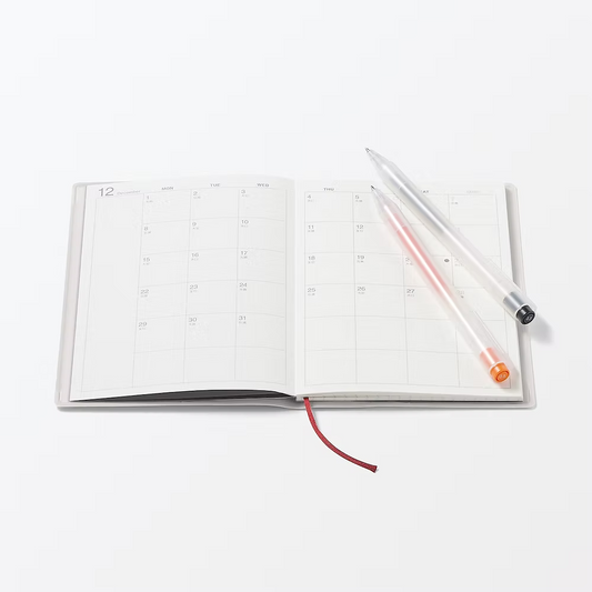 MUJI White Grey 2026 Monthly/Weekly Planner A6