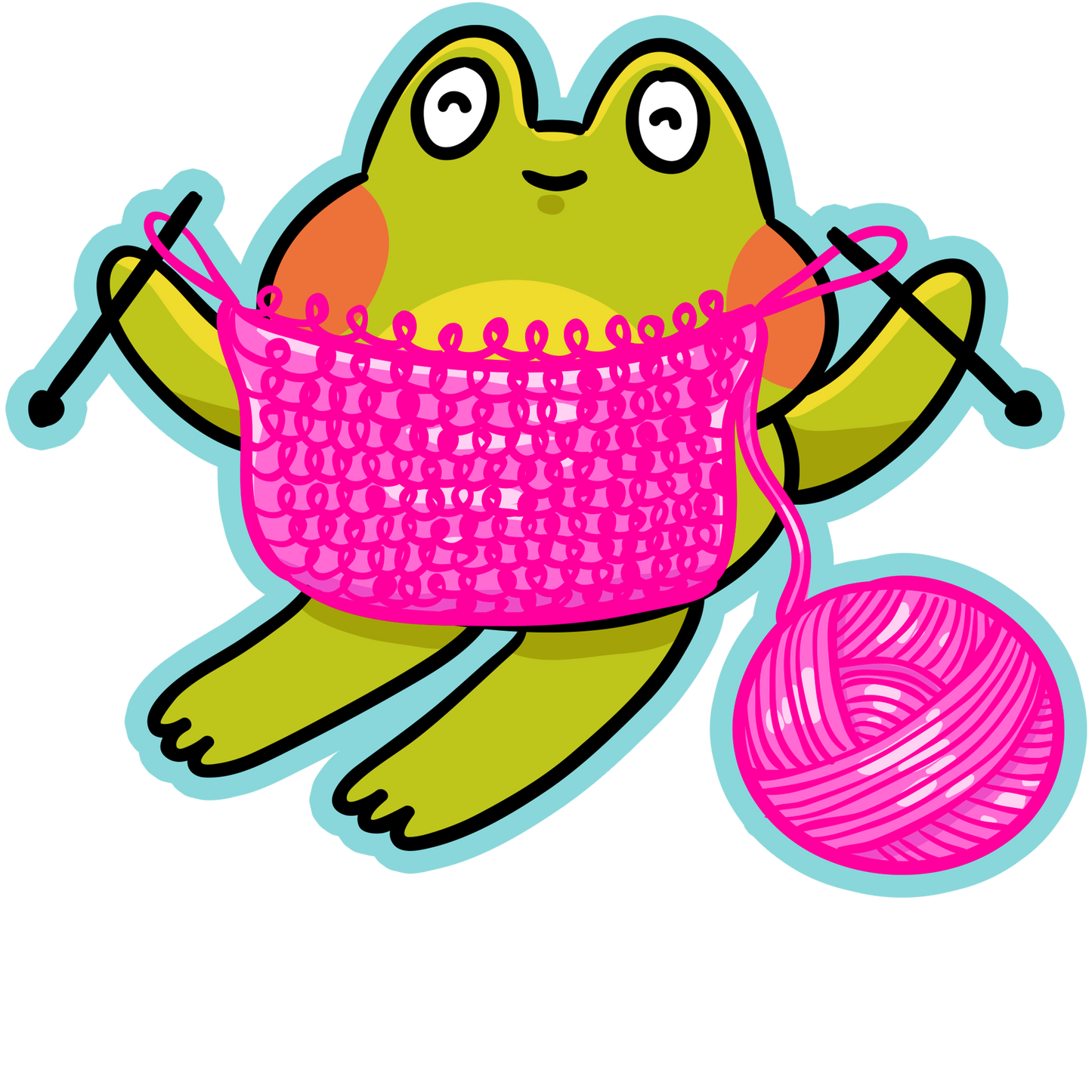 Frog Knitter Art Materials Stickers