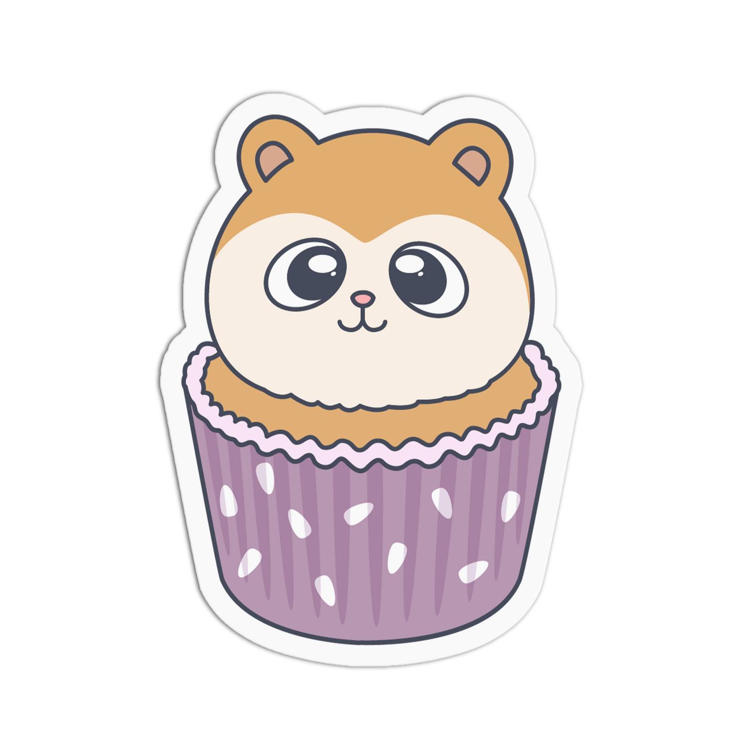 Cute Small Hamster Animal Cupcake Sticker