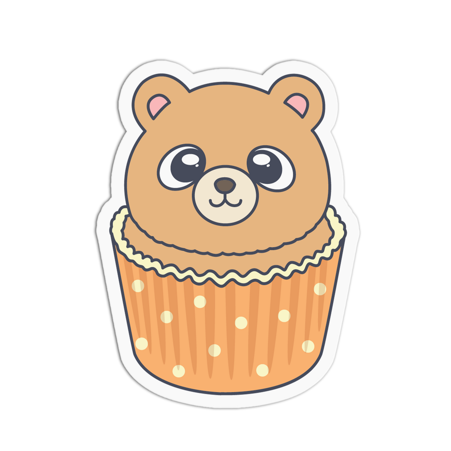 Little Brown Bear Animal Cupcake Sticker