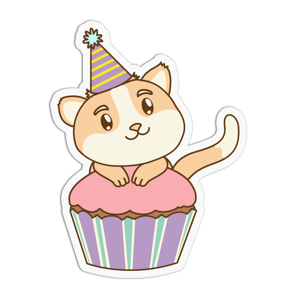 Muffin Cat Animals Birthday Sticker
