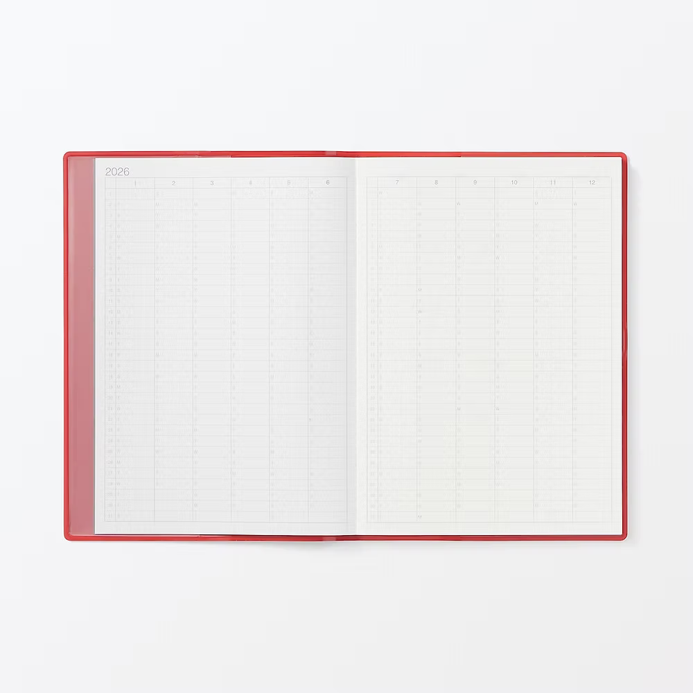 MUJI Red 2026 Monthly/Weekly Planner B6