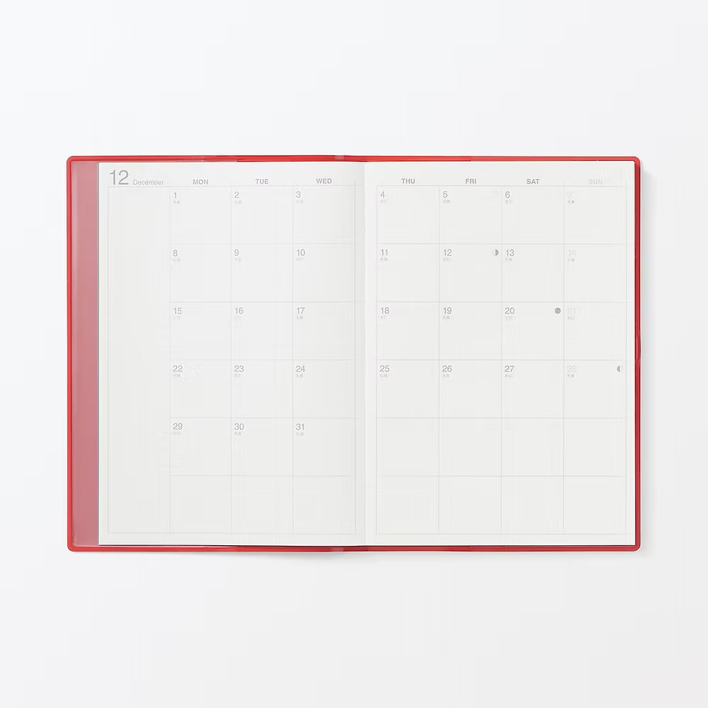 MUJI Red 2026 Monthly/Weekly Planner B6