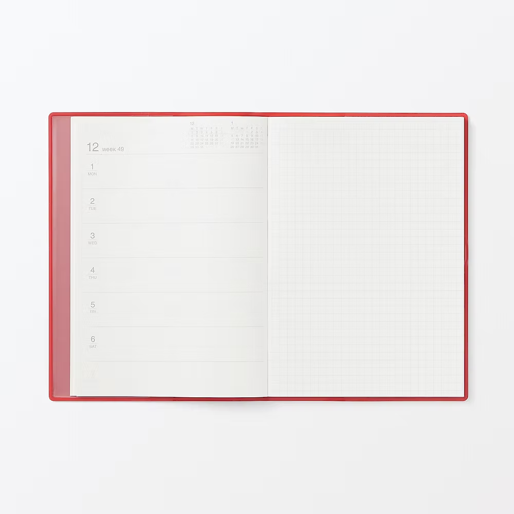 MUJI Red 2026 Monthly/Weekly Planner B6