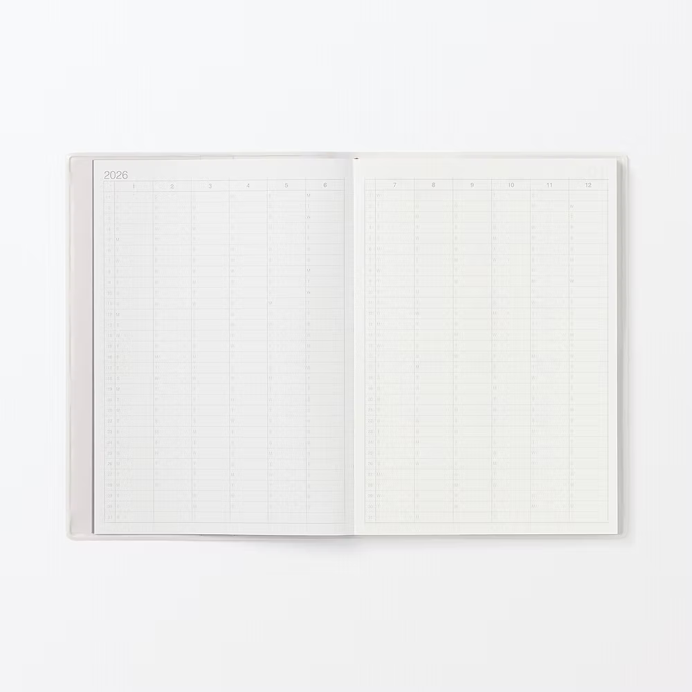 MUJI White Grey 2026 Monthly/Weekly Planner A6