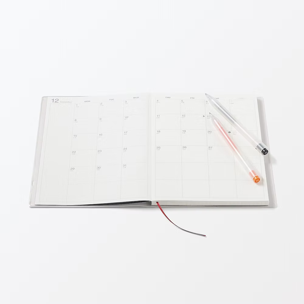 MUJI White Grey 2026 Monthly/Weekly Planner B6