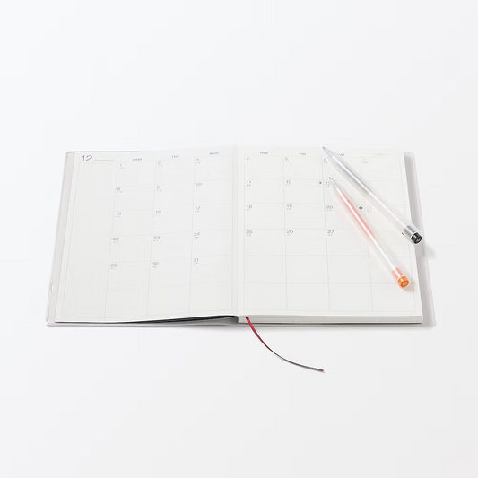 MUJI White Grey 2026 Monthly/Weekly Planner B6