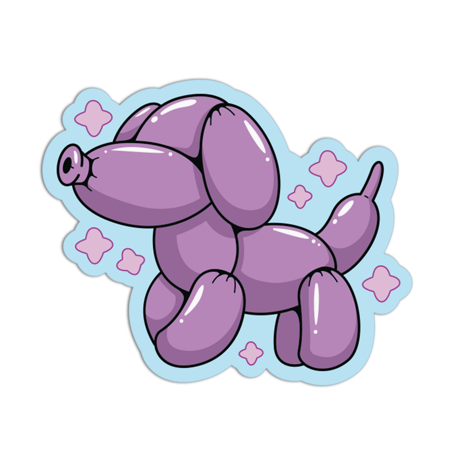 Purple Dog Balloon Animal Sticker