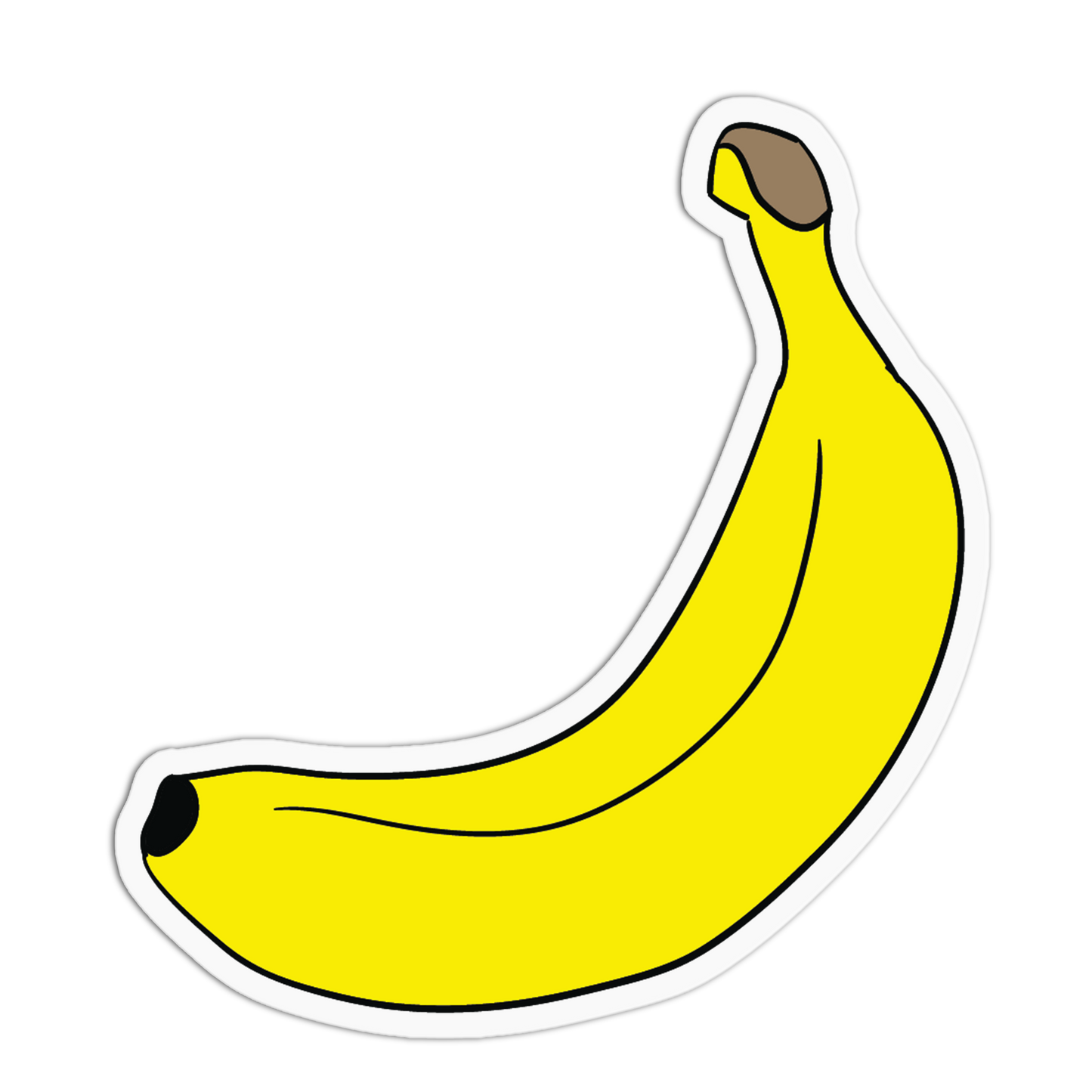 Illustration of a yellow banana with a brown stem on a white background