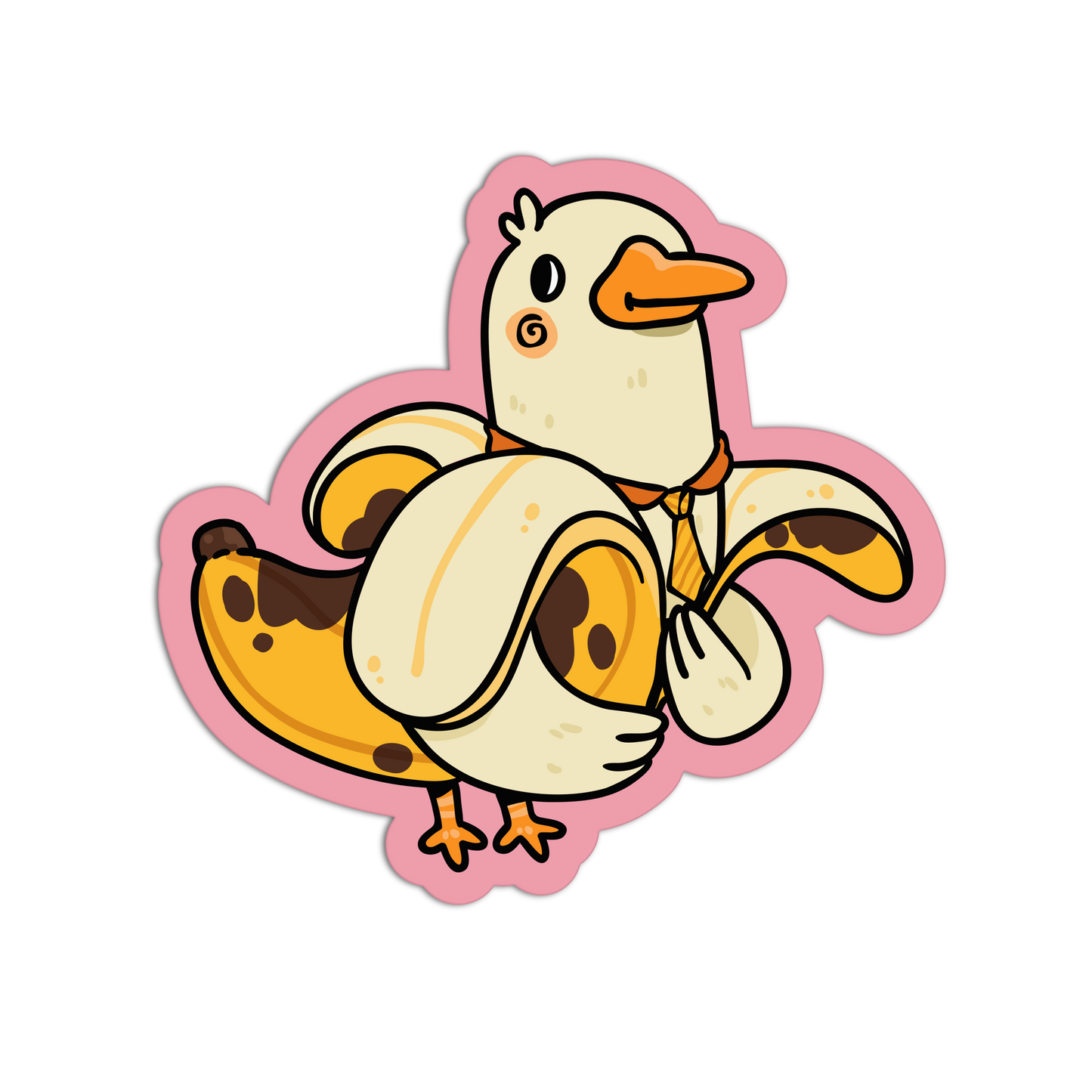 Cute Duck Wearing Tie Banana Animals Sticker