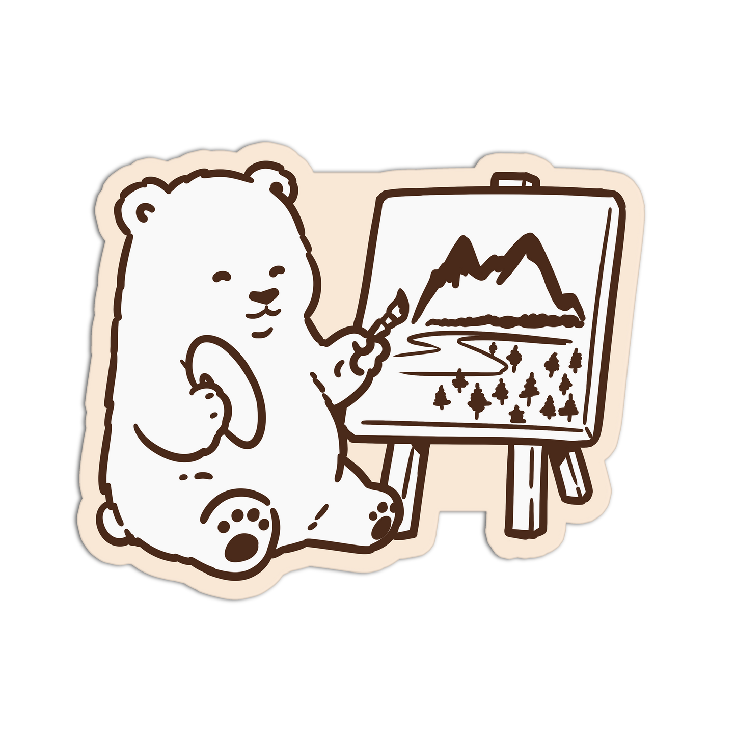 Painting Artist Bear Stickers