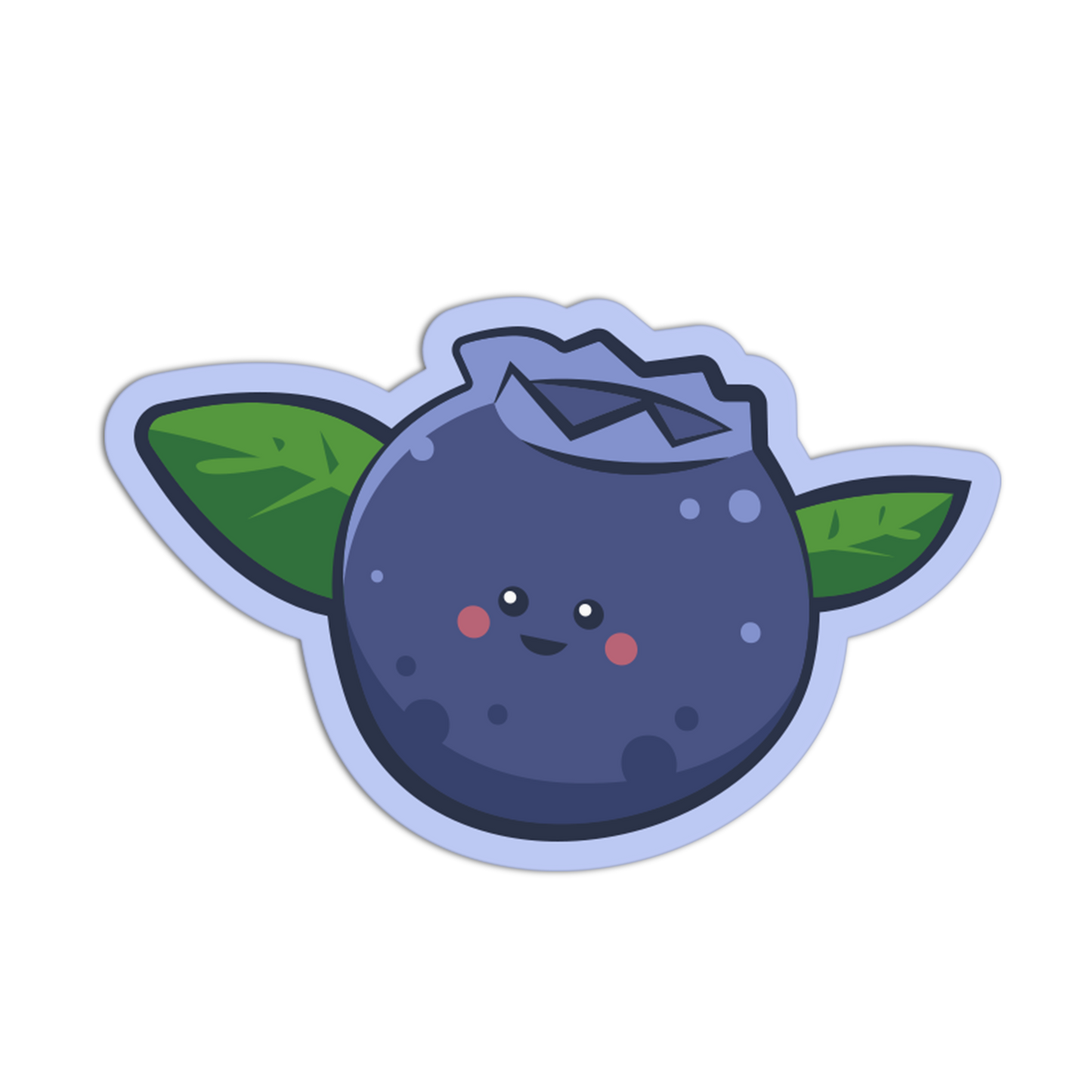Cartoon blueberry with a smiling face on a white background