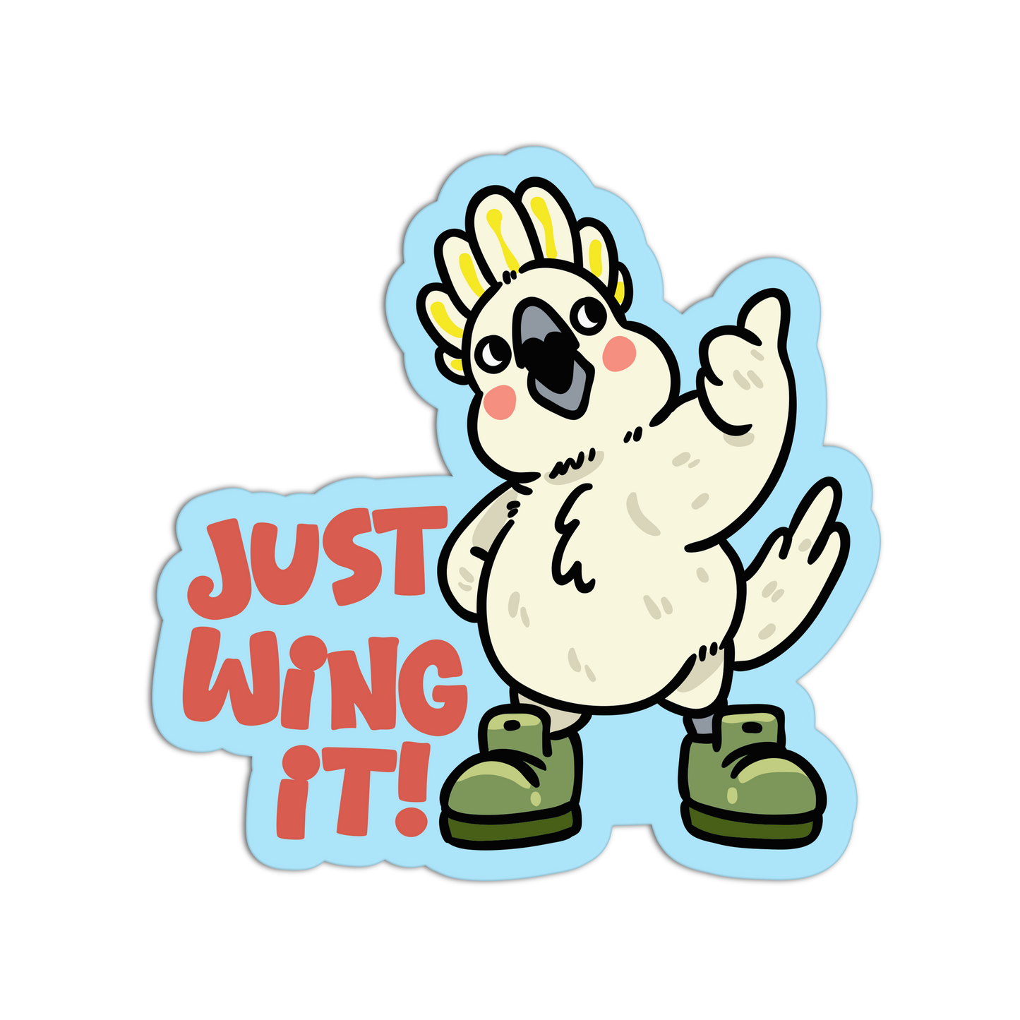 Just Wing It Cockatoo - Birds With Shoes Sticker