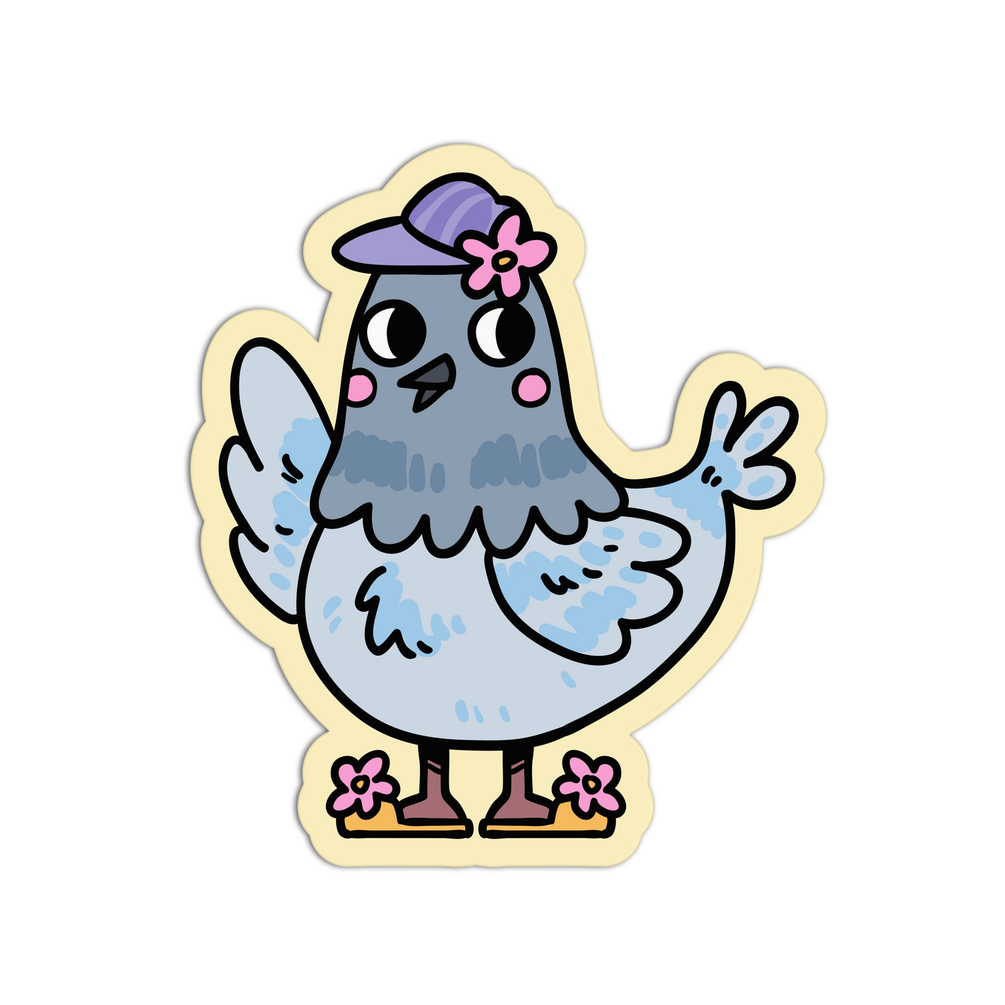 Purple Floral Sandals Pigeon - Birds With Shoes Sticker
