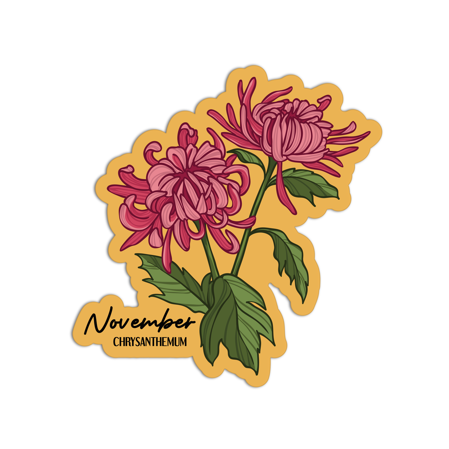 November Chrysanthemum Birthflower Sticker