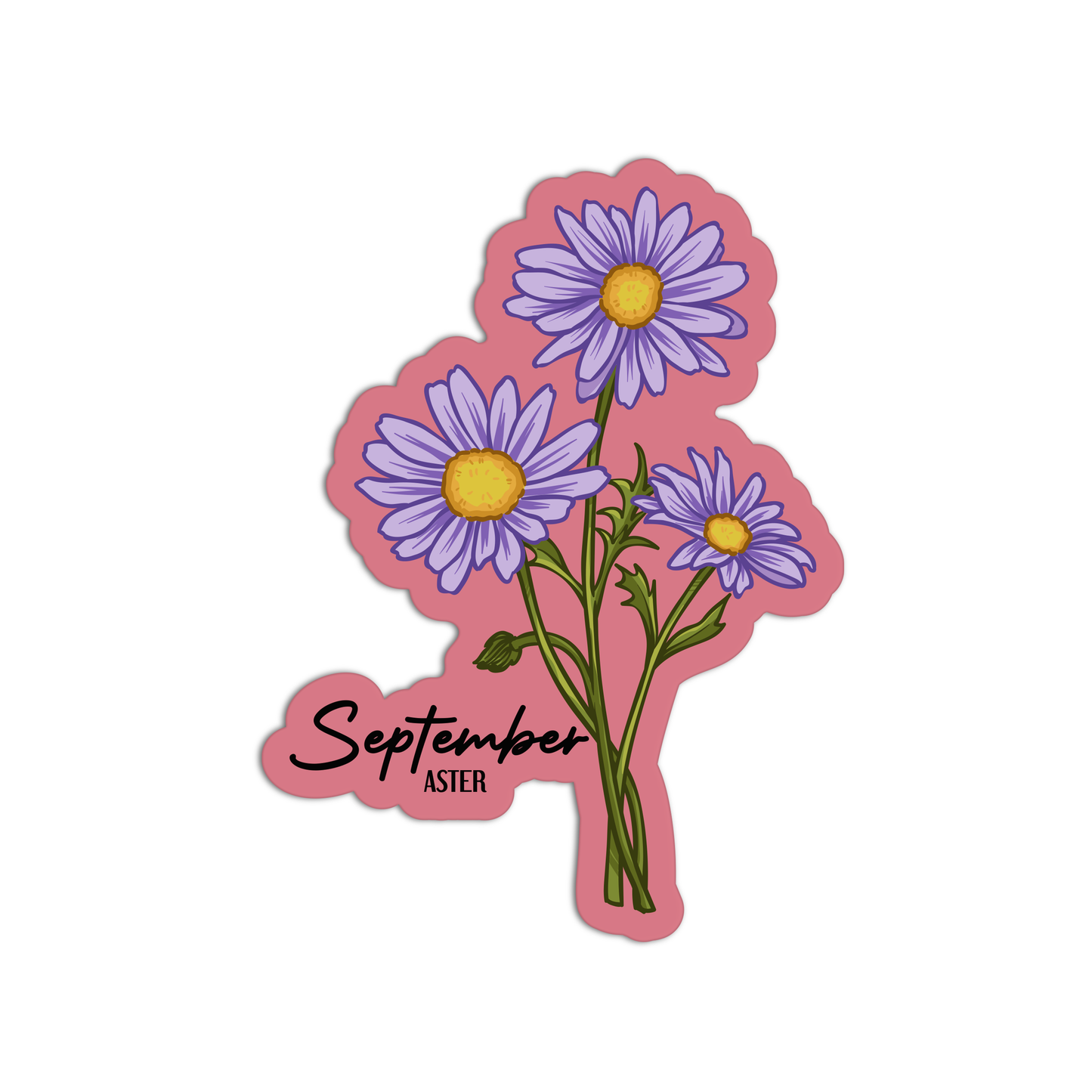 September Aster Birthflower Sticker
