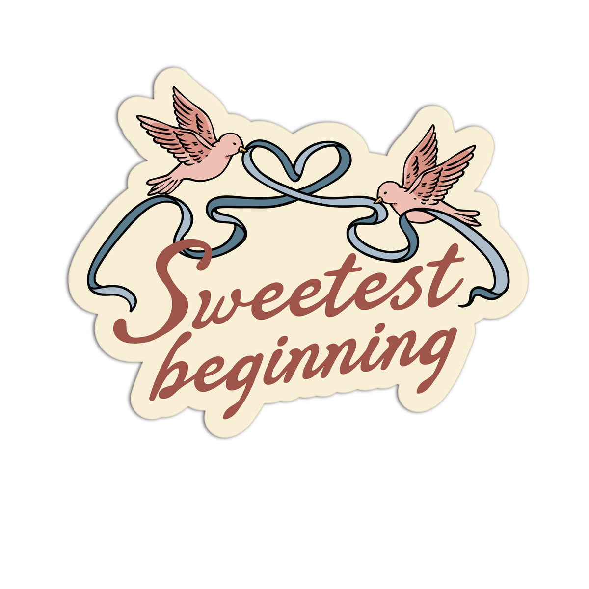 Sweetest Beginning Dove Bridal Wedding Sticker