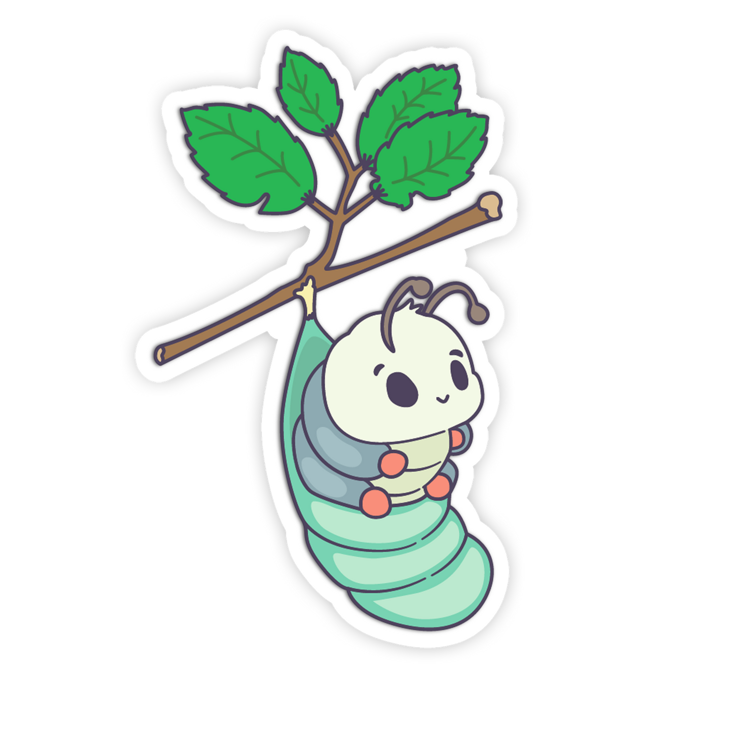 Cozy Cocoon Caterpillar - Cute Butterfly Sticker - The Stkr Store