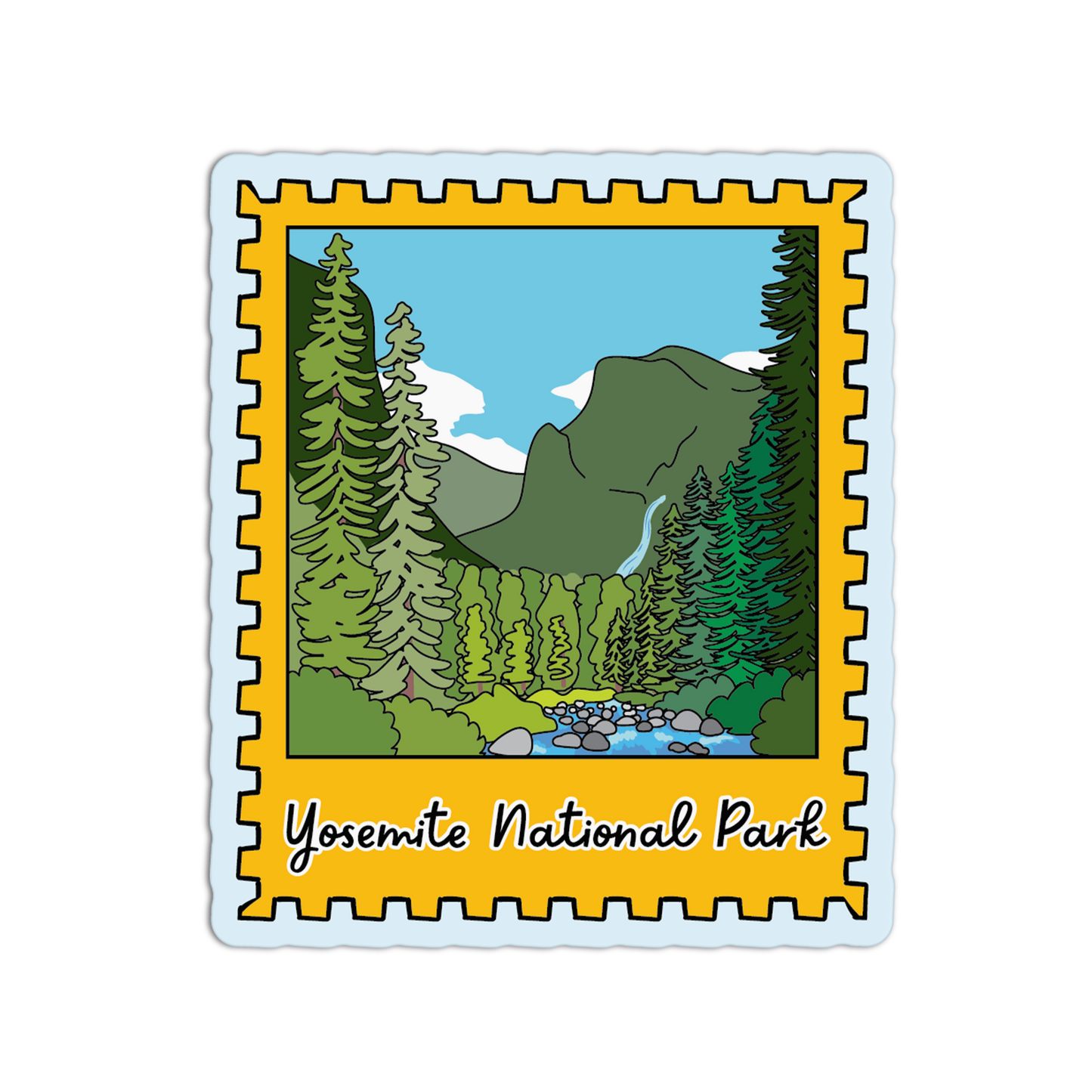 Yosemite National Park California Stamp Textured Stickers
