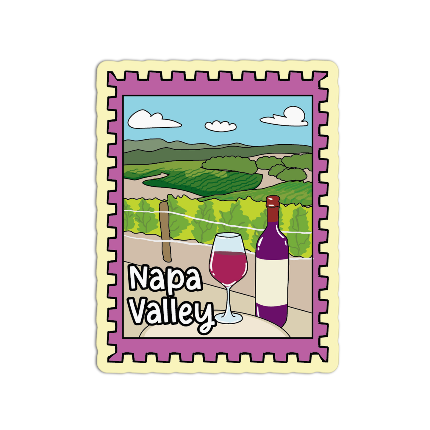 Napa Valley California Stamp Textured Stickers